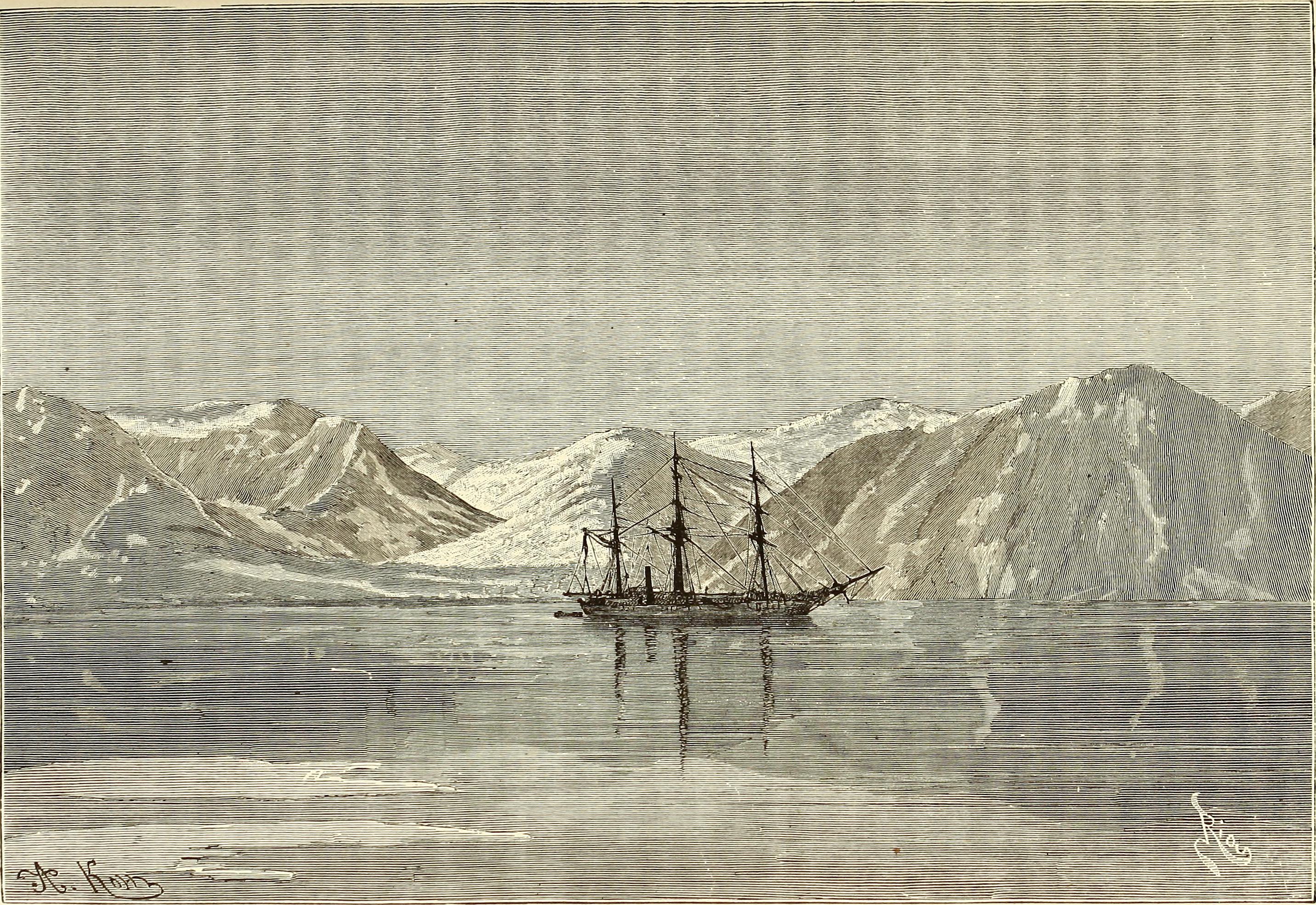 Nouvelle géographie universelle - la terre et les hommes (1876) (14799670933).jpg The 'Vega' at Anchor in Konyam Bay (Penkigney Bay), Siberia
