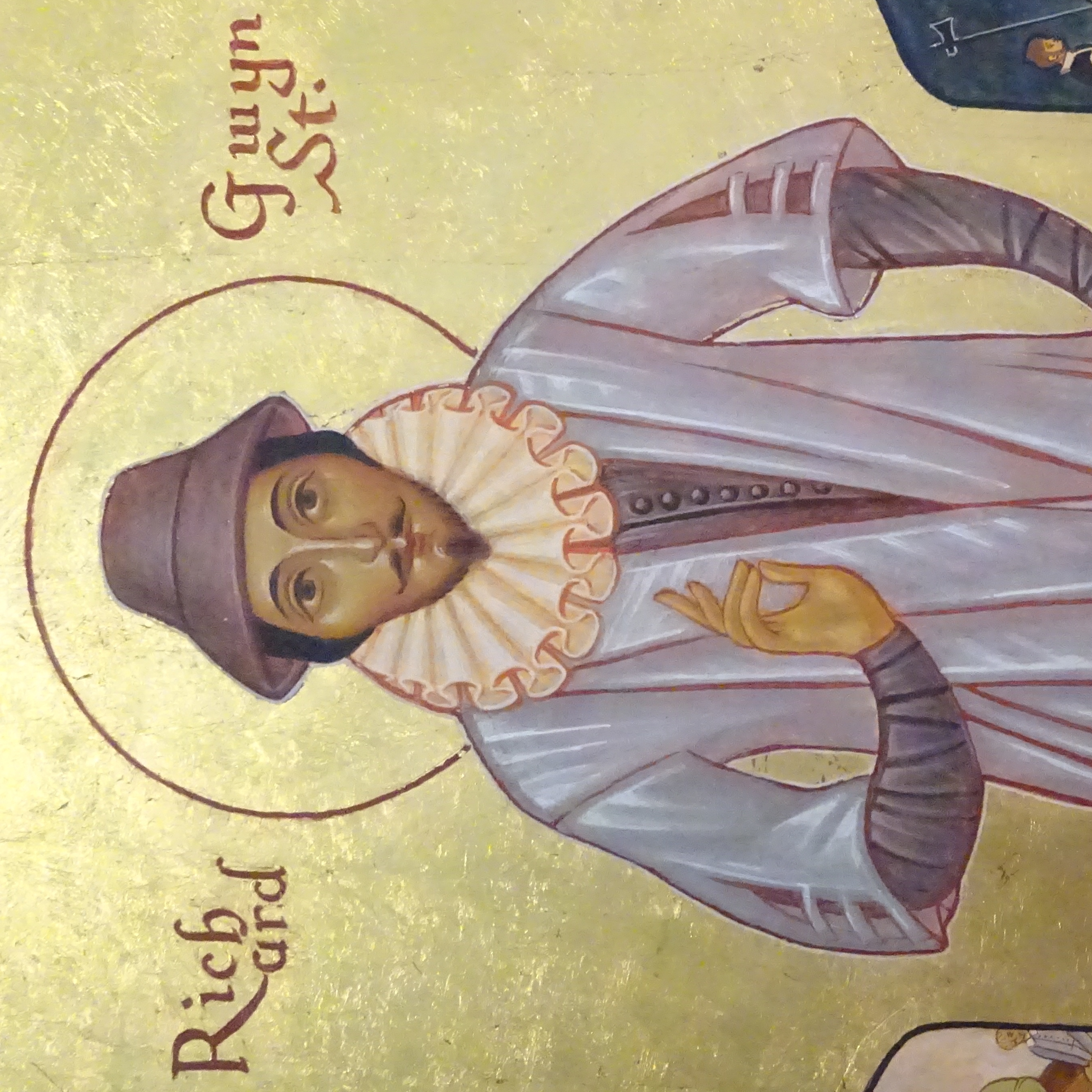 Detail of a painting of Richard Gwyn in [[Wrexham Cathedral]]