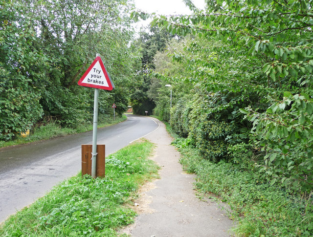 File:"Try your Brakes" Road Sign, Sutton Ford - geograph.org.uk - 1495190.jpg