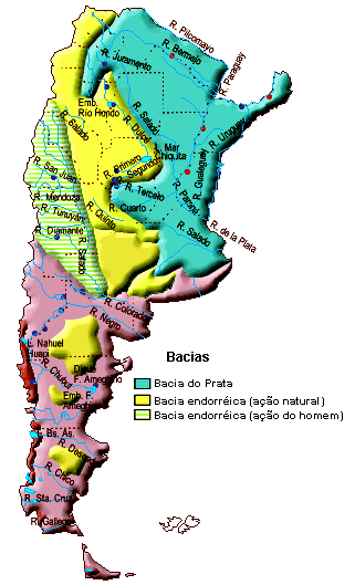 A map of Argentina's river drainage basins. Argentina hydrographic map.png