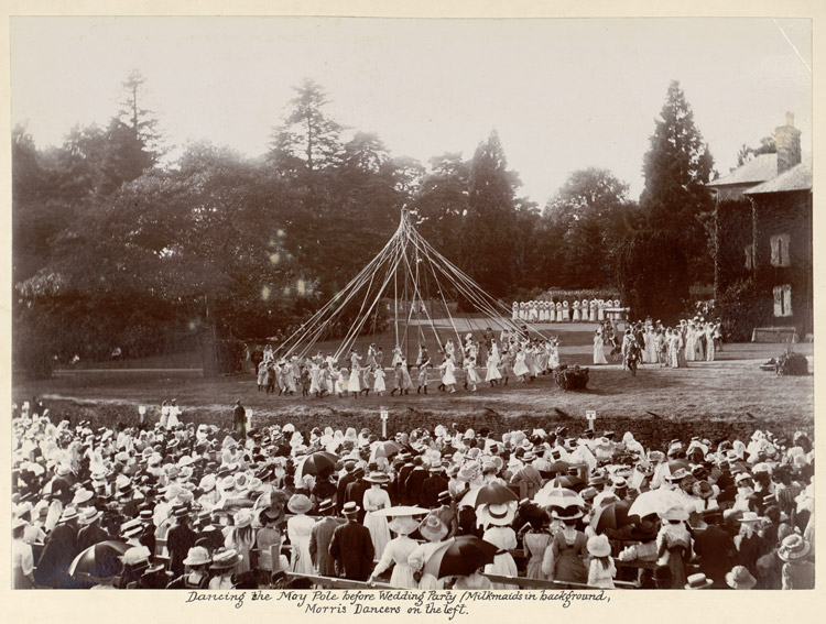 Dancing the May Pole before Wedding Party Milkmaids in background%2C Morris Dancers on left %284541056352%29