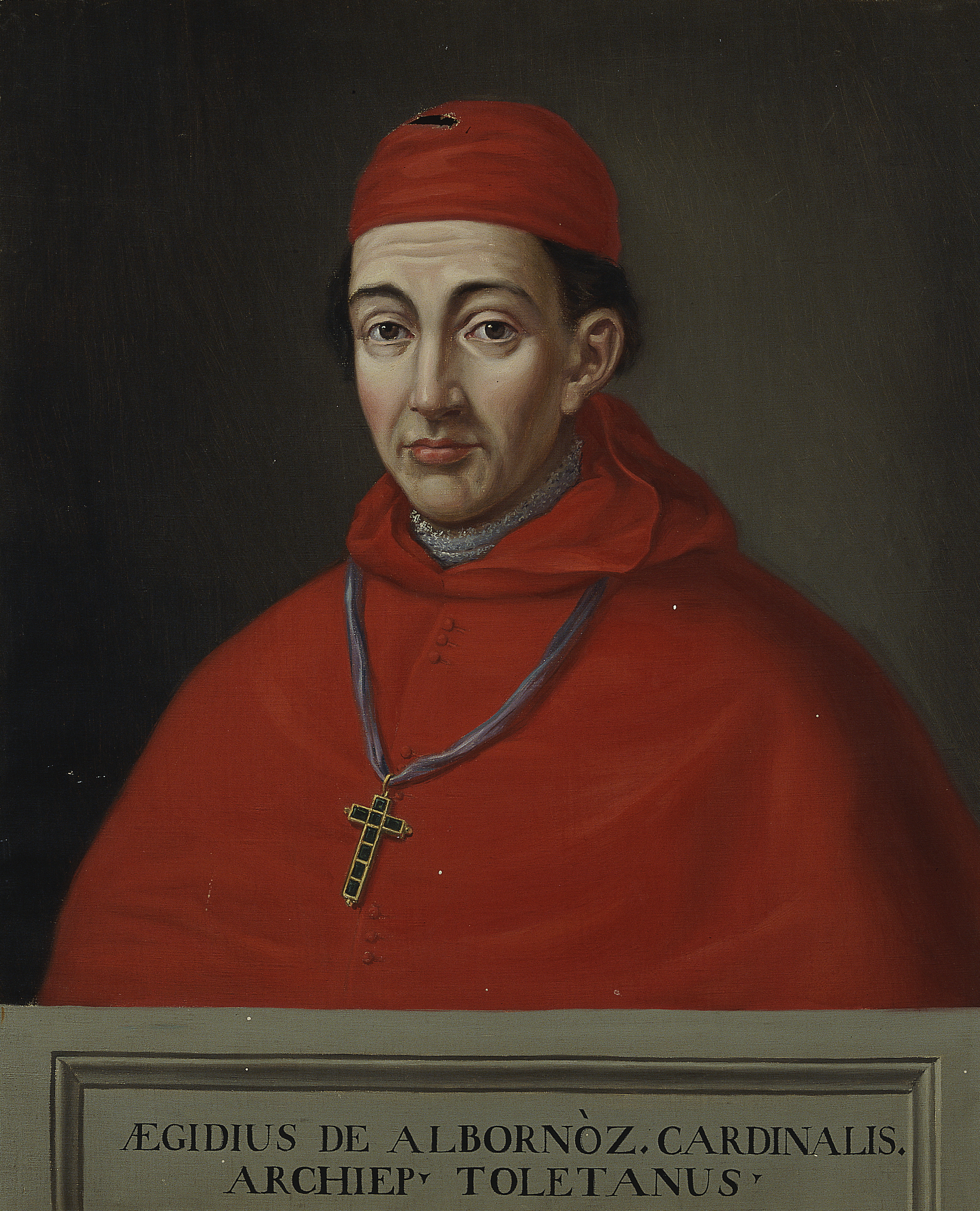 Cardinal Gil de Albornoz in the painting by [[Matías Moreno]], owned by the [[Museo del Prado]], kept at the [[Real Academia de la Historia]] in [[Madrid]]