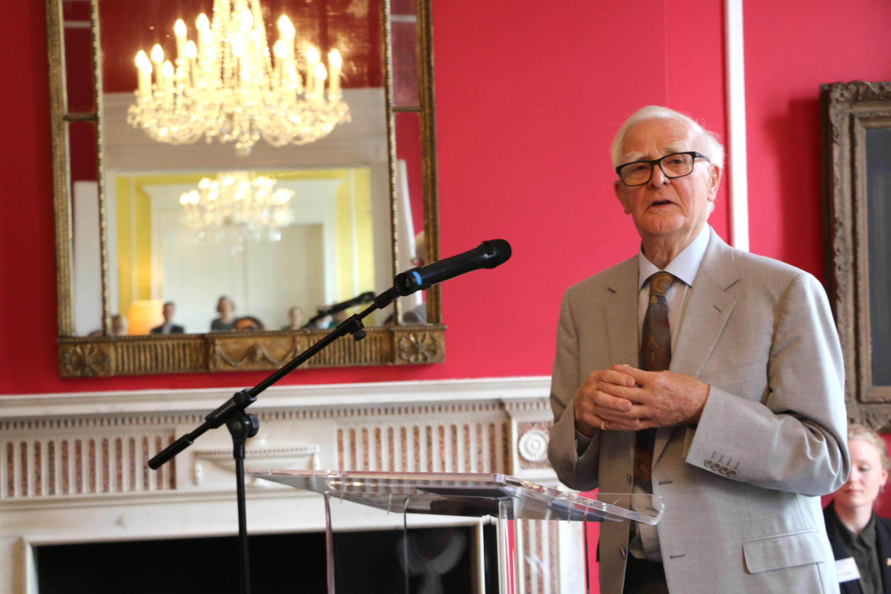 Author John le Carré speaking at the German Embassy in London in June 2017.