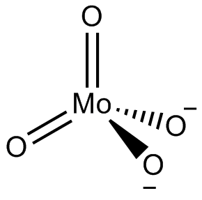 <span class="mw-page-title-main">Molybdate</span> Chemical compound of the form –O–MoO₂–O–