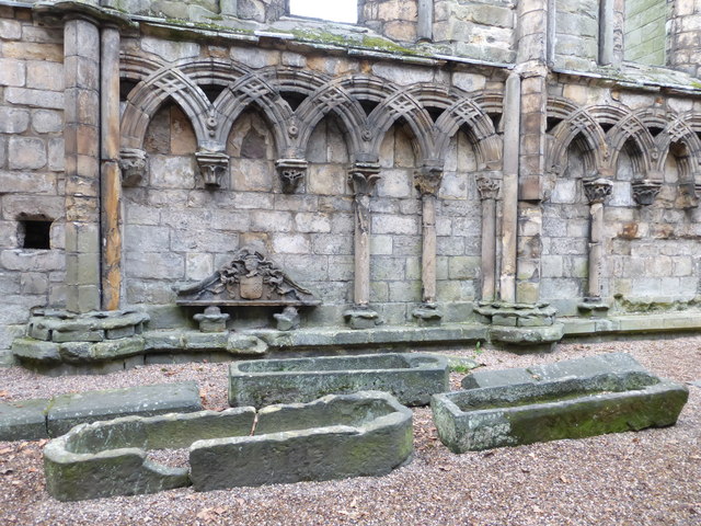 File:Stone coffins, Holyrood Abbey nave (geograph 3774780).jpg