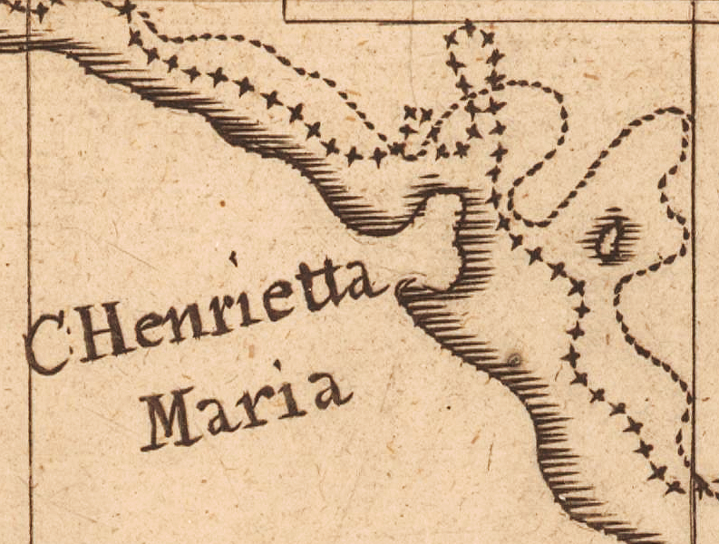 File:The Strange and Dangerous Voyage (Thomas James, 1633) - 5 foldout map The Platt of Sayling - 4 Cape Henrietta Maria.png