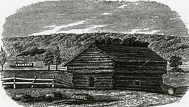 North Bend blockhouse illustration from Henry Howe, Historical Collections of Ohio, 1847.
