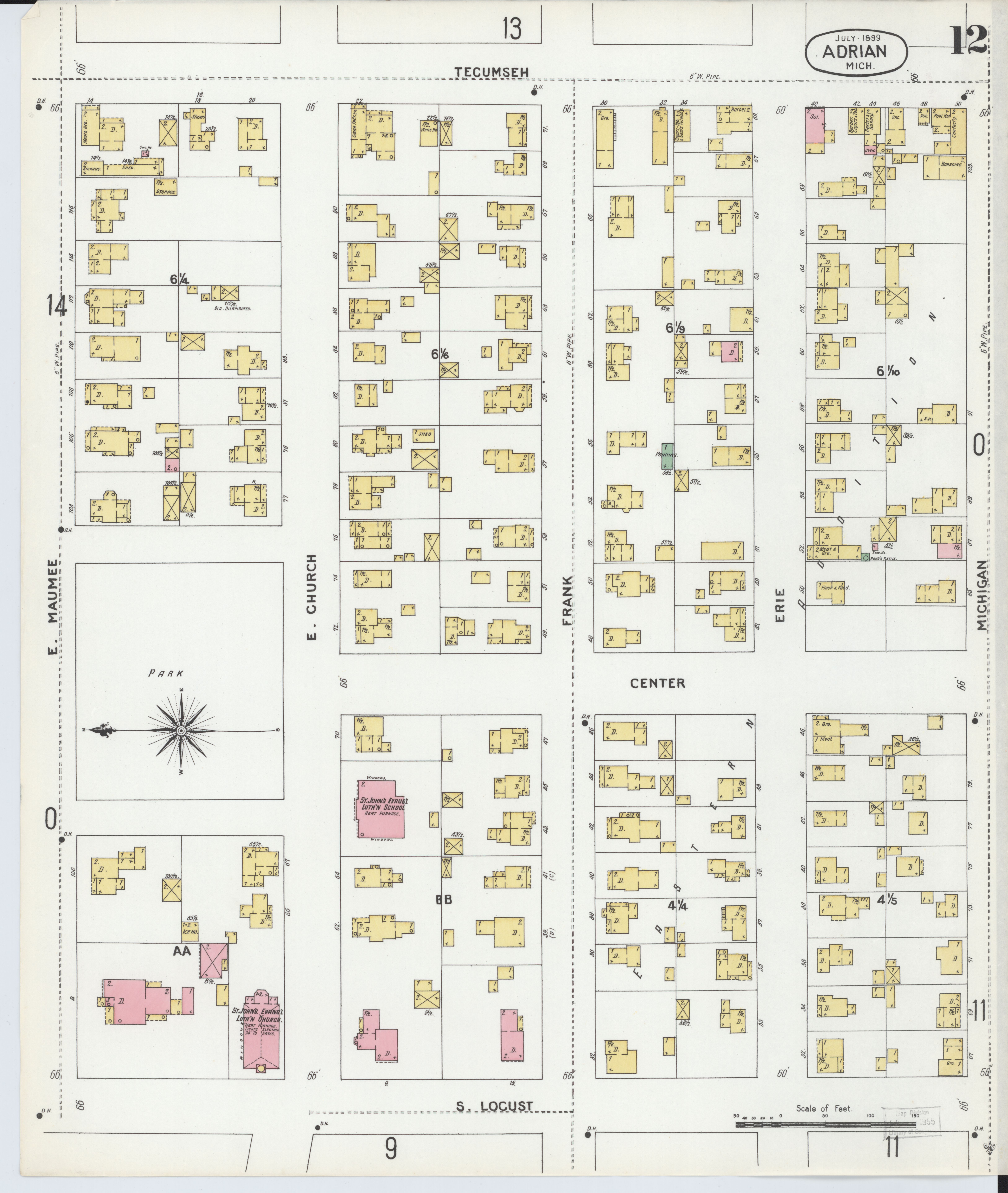 File:Sanborn Fire Insurance Map from Adrian, Lenawee County, Michigan. LOC sanborn03900 003-12 ...
