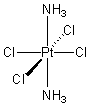 Complexe octaédrique de platine de formule structurale trans-[PtCl4(NH3)2]