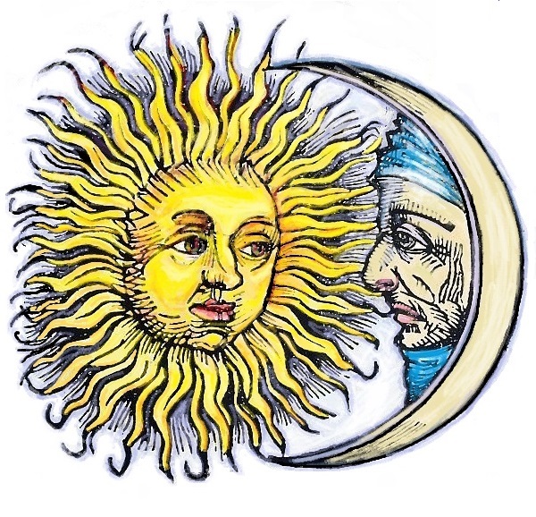 moon and sun colored drawing