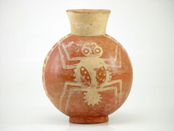 This Moche ceramic depicts a spider, and dates from around 300 CE.