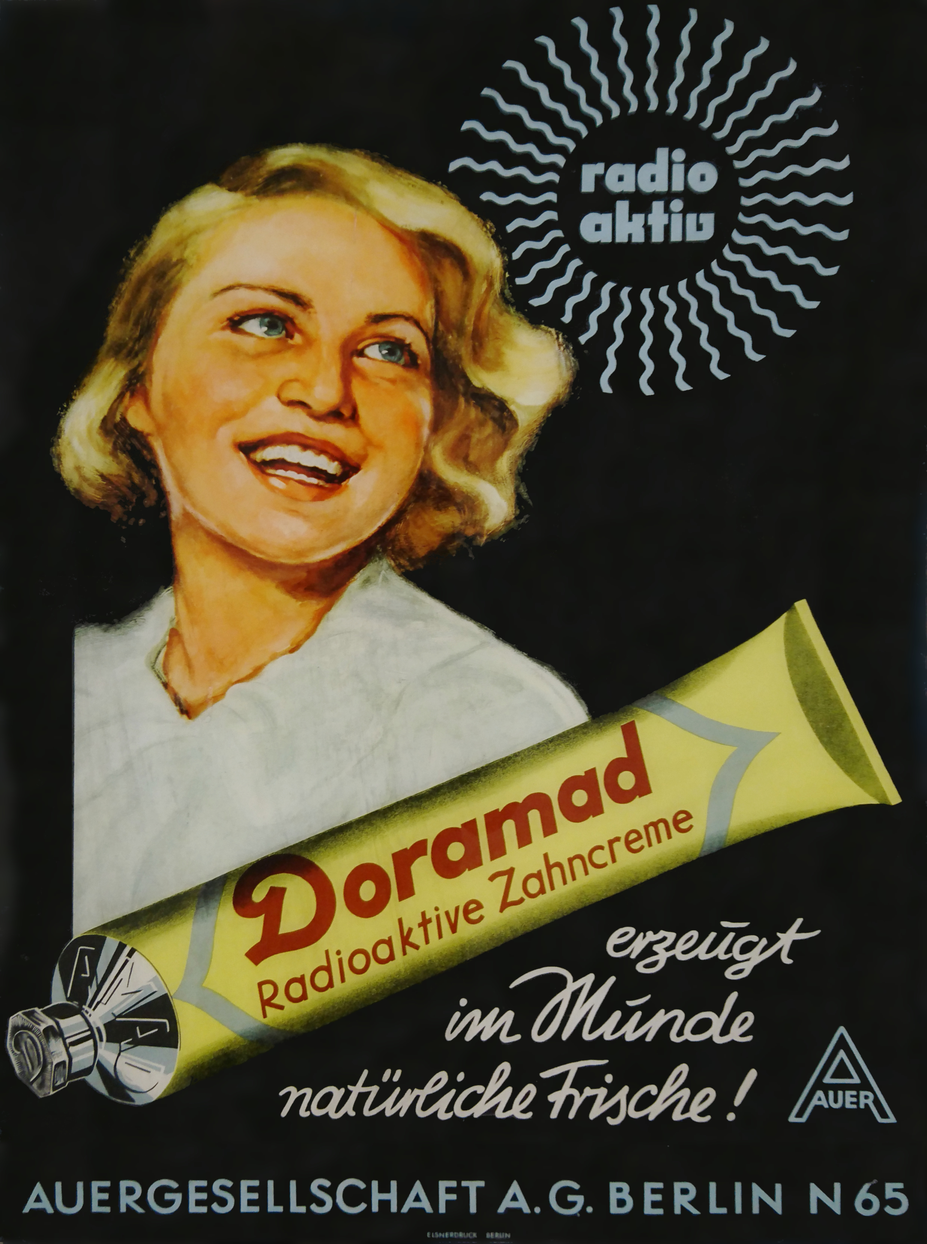 DORAMAD radioaktive Zahncreme Werbeplakat  3.Reich Nazi Kopie 30x45 cm 