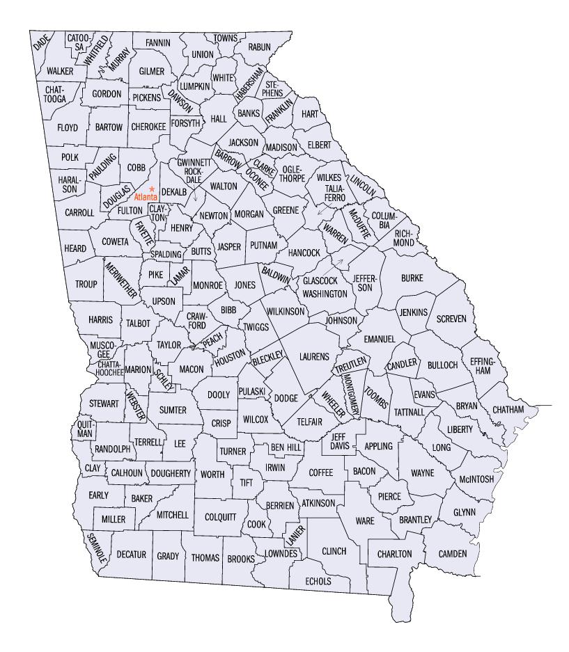 georgia state map by counties List Of Counties In Georgia U S State Simple English georgia state map by counties