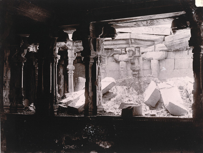 File:Interior of Vitthala temple mandapa in Hampi, Vijayanagara 1880 photo.jpg