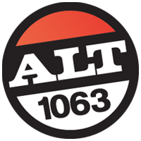 Former logo as Alt 106.3, used until 2017; the subsequent logo was similar, but included the dot in 106.3, and featured the station's slogan, "Des Moines' Rock Alternative", in a subcircle underneath.