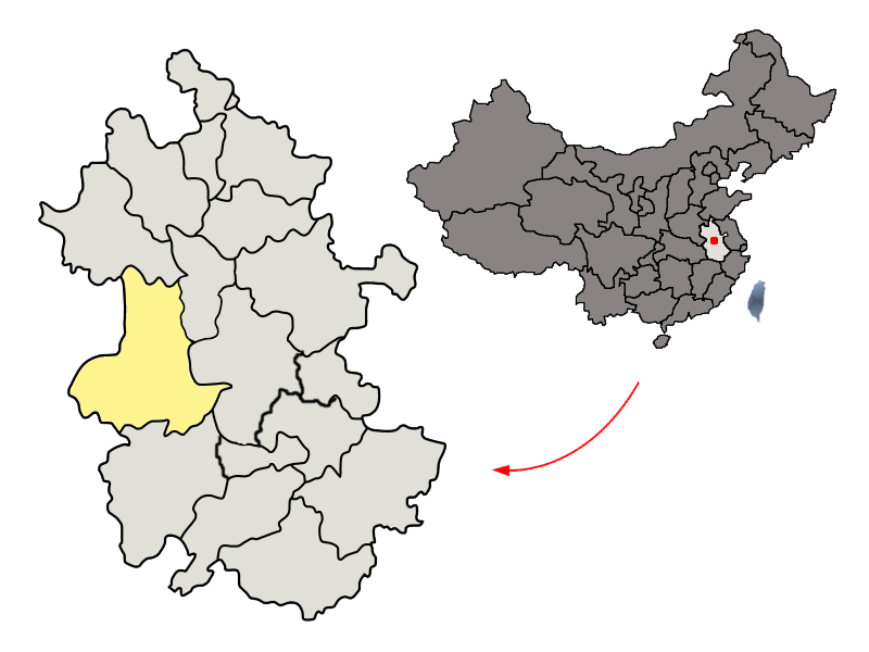 پرونده:Location of Lu'an Prefecture within Anhui (China).png