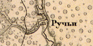 Деревня Лужки на карте 1863 года