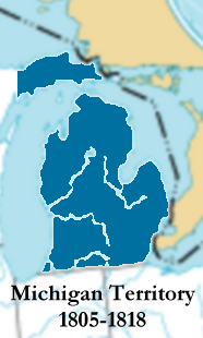From 1805 to 1818, the western border was a line through Lake Michigan.