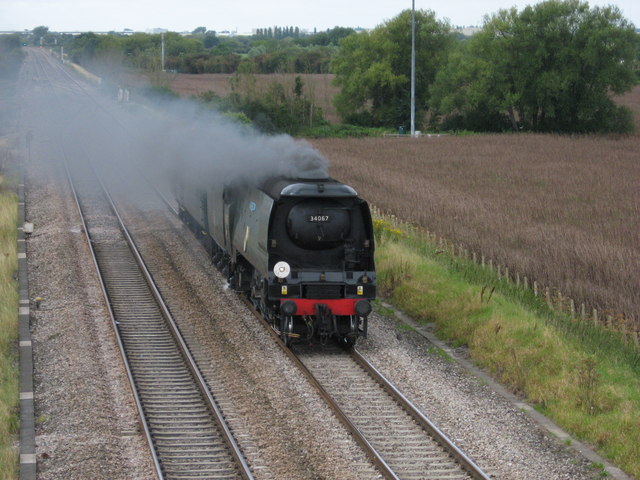 File:34067 Tangmere light engine and coach at Bourton - geograph.org.uk - 1617374.jpg