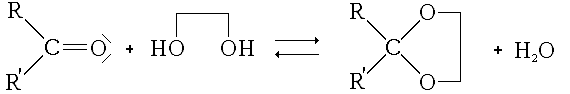 Acetalizzazione di un chetone mediante etano-1,2-diolo