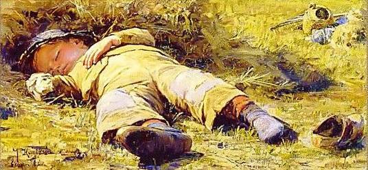 Sovende dreng, Skagen 1883