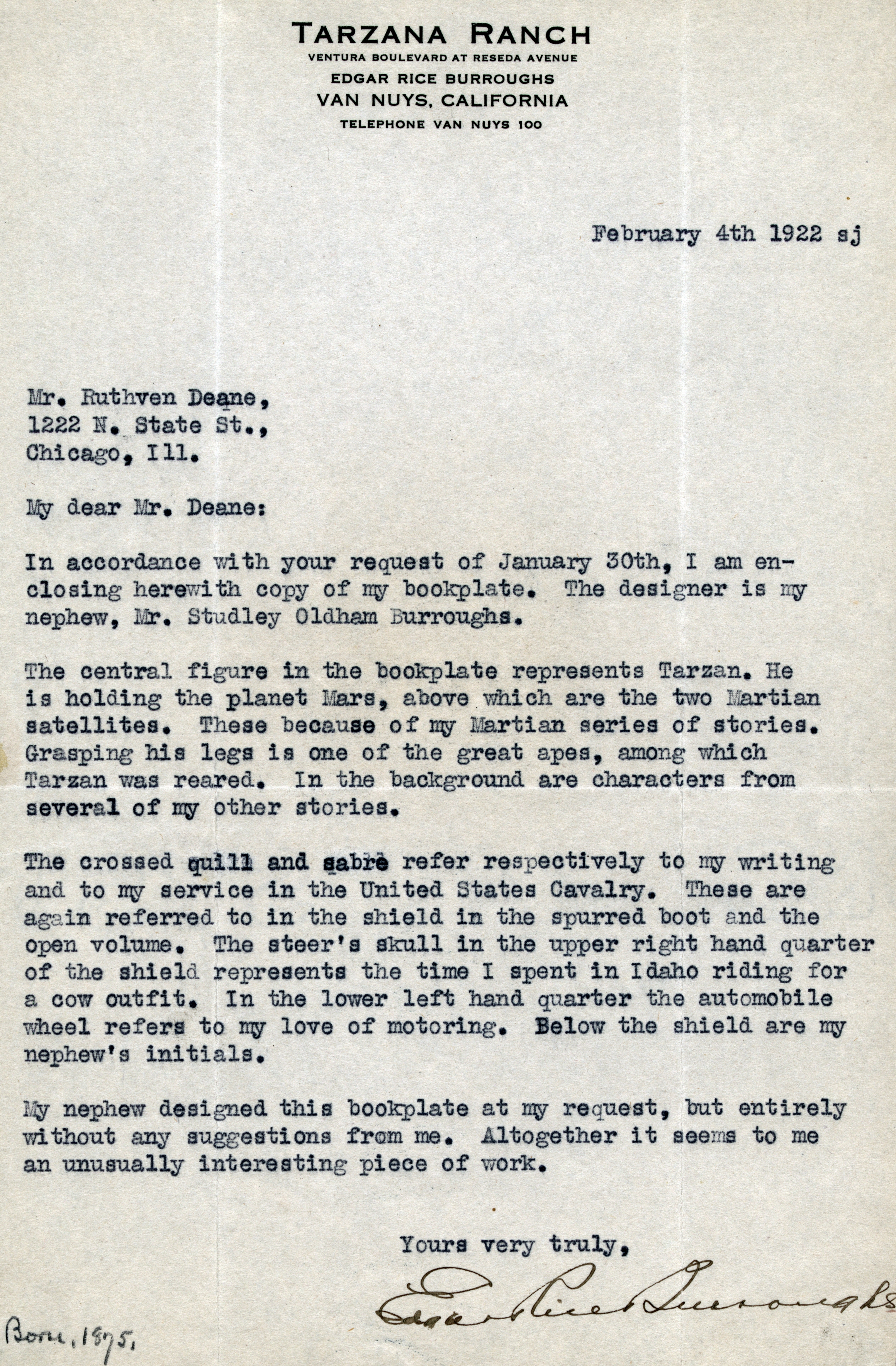 File Letter From Edgar Rice Burroughs To Ruthven Deane 1922 Jpg