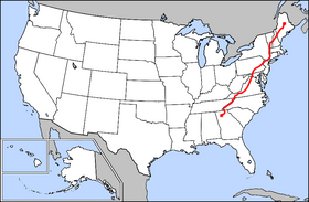 Маршрут АТ Аппалачской тропы на карте Соединенных штатов Америки