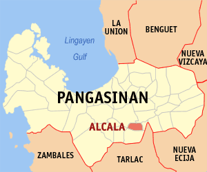 Mapa han Pangasinan nga nagpapakita kon hain nahamutang an Alcala