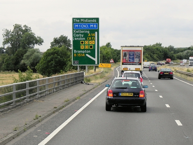 File Westbound A14 Approaching Junction 22 geograph