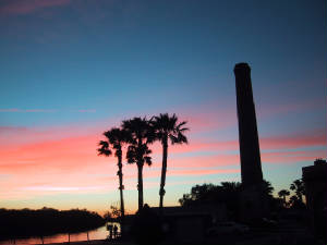 The First Lift Station in Mission Texas once provided water for irrigating the crops of the early Rio Grande Valley. The lift station was dedicated as a Texas Historic Landmark by the Texas Historical Commission in 1985. Chimney park sunset.jpeg