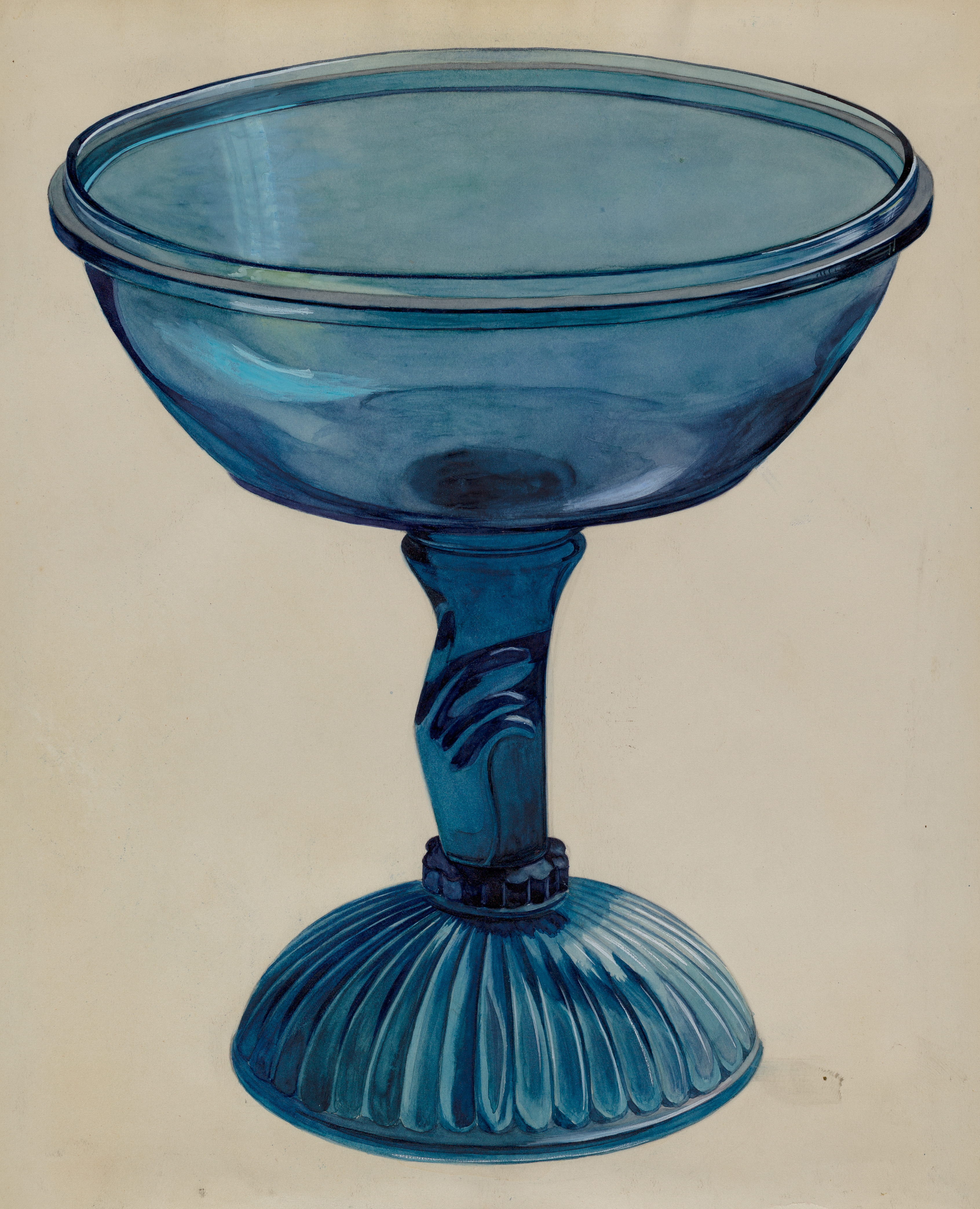 Blue glass compote