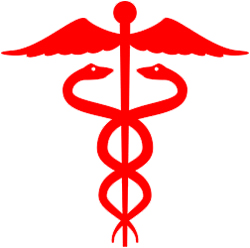 red caduceus medical symbol