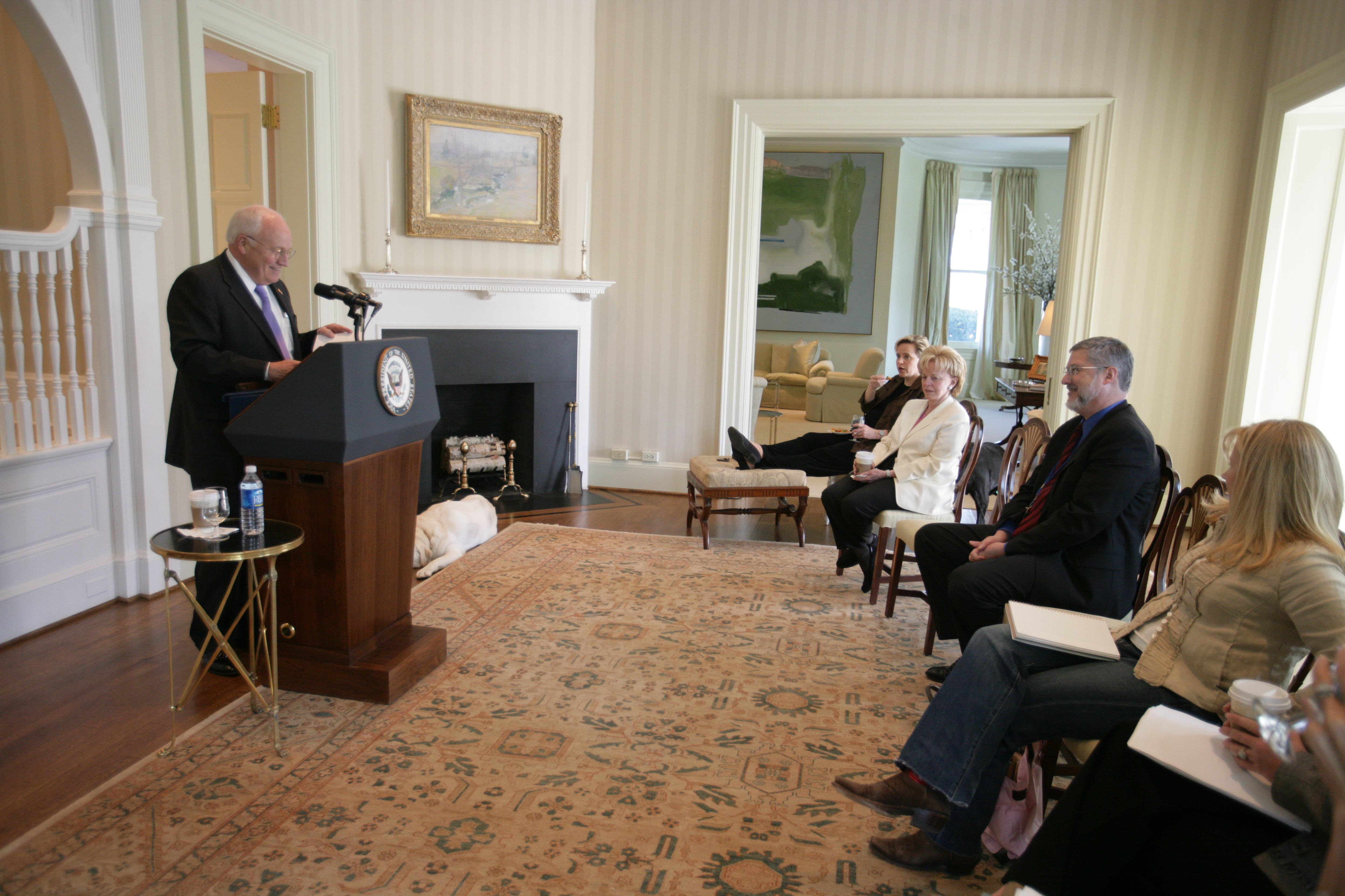 File:Lynne Cheney, David Addington and Mary Cheney Watch ...