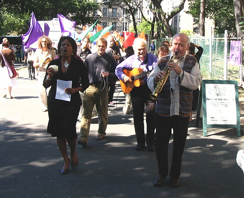 The Paul Winter Consort outside the [[Cathedral of Saint John the Divine, New York|Cathedral of Saint John the Divine]], Manhattan, after Earth Mass 2005