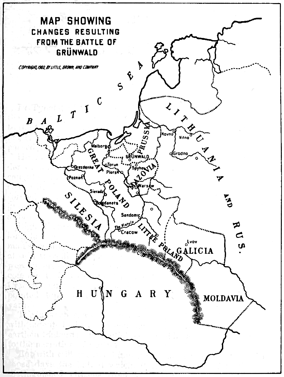 Map Showing Changes Resulting from the Battle of Grünwald
