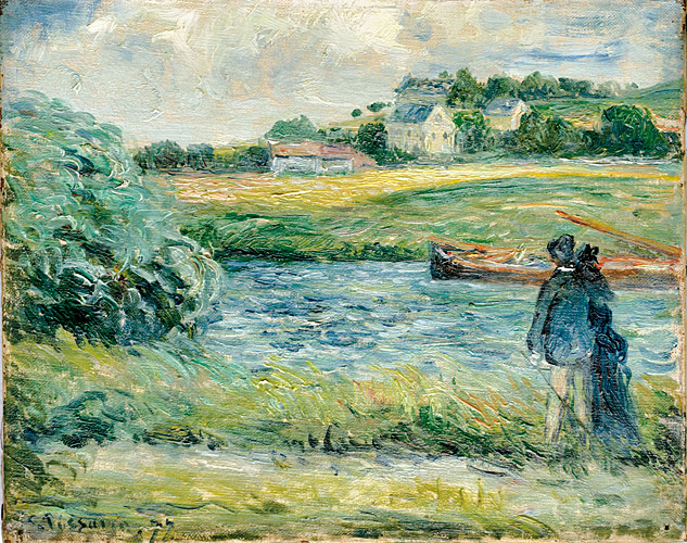 File:Camille Pissarro Promenade au Bord de l Eau Pontoise 1877.jpg