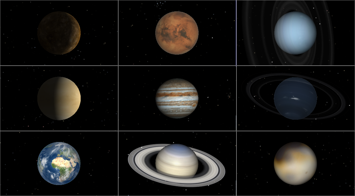 list the nine planets