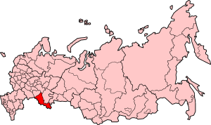 Mapa de la província d'Orenburg dins de Rússia