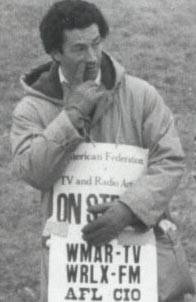 AFTRA member Andy Barth of WMAR-TV, Channel 2 on picket line, March 1982.