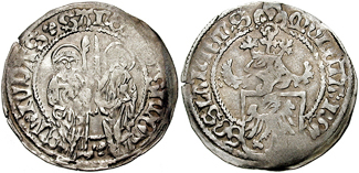 Bauerngroschen, undated, end of 15th century, inscription: GOSLARIENS on the side of the coat of arms (2.84 g; 28 mm diameter; silver) Bauerngroschen, Saurma 3960 2144, CNG.jpg