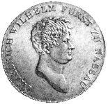 フリードリヒ・ヴィルヘルムの肖像を刻んだ貨幣