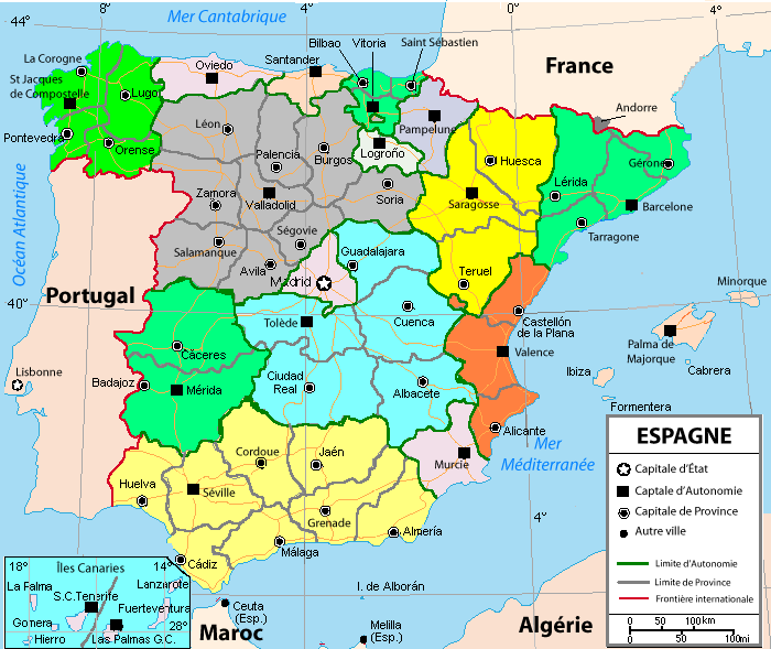 carte administrative de l espagne Administration territoriale de l'Espagne — Wikipédia