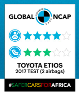 Toyota Etios - 2 airbag crash test Afrika