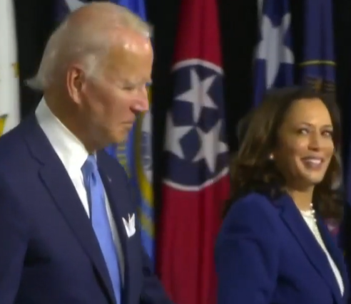 File:Joe Biden and Kamala Harris at first campaign event since the announce of her selection as VP (cropped).png