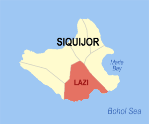 Mapa sa Siquijor nga nagapakita kon asa nahamutangan ang Lazi