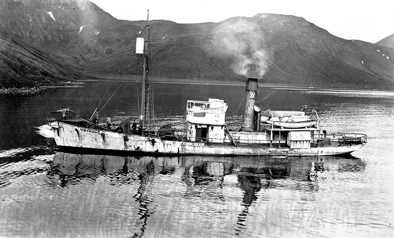 File:American Pacific Sea Products Co's whaler UNIMAK, Akutan Harbor, Alaska, 1914 (COBB 46).jpeg