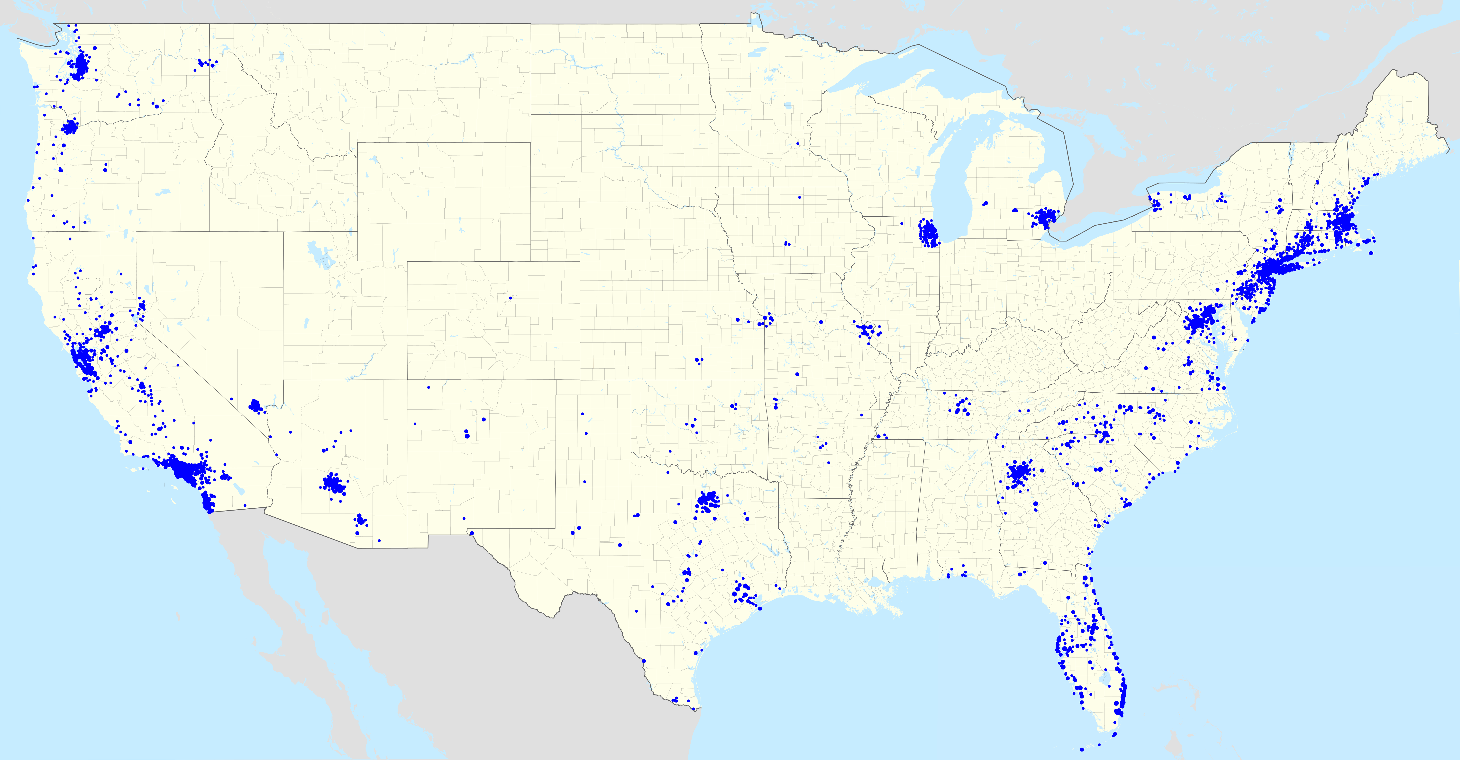  Of America Branch Locations Map File:Bank of America footprint.png   Wikimedia Commons