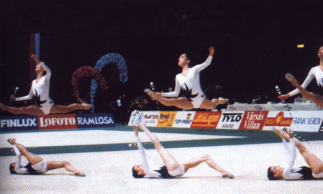 Exercici de maces del conjunt espanyol a l'Europeu de Göteborg (1990).