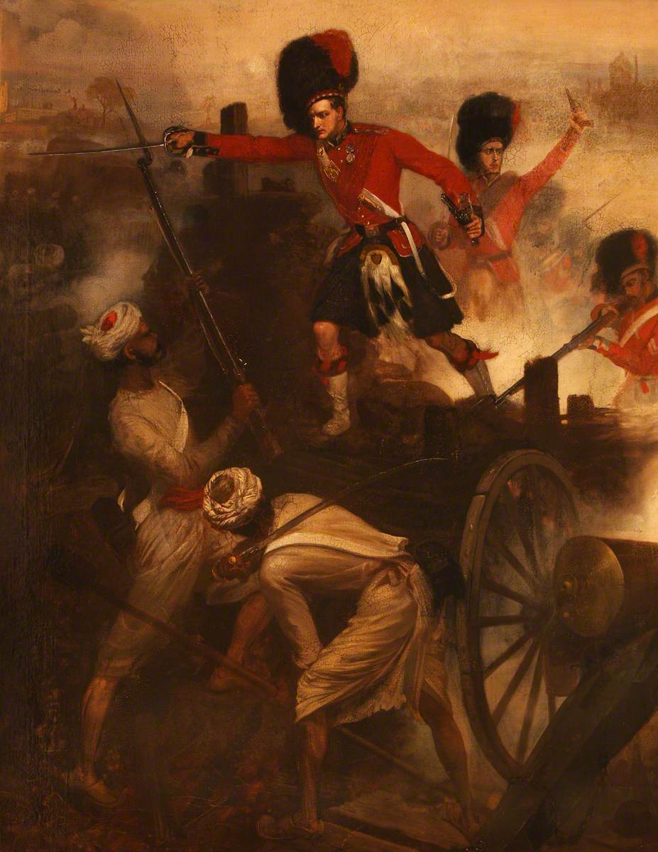  Francis Farquharson winning his Victoria Cross at the Battle of Lucknow, 1858 by Louis William Desanges