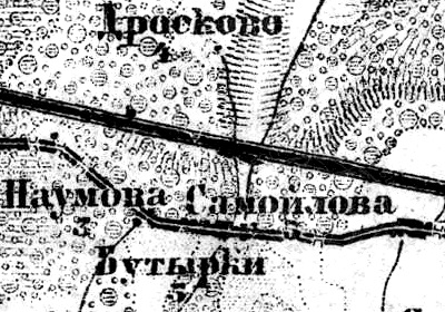 Деревня Самойлово на карте 1917 года